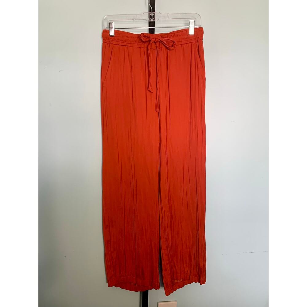 Loft Drawstring Satin Wide Leg Pants in Burnt Orange Size XS - Picture 2 of 7